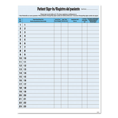 Tabbies® wholesale. Hipaa Labels, Patient Sign-in, 8.5 X 11, Blue, 23-sheet, 125 Sheets-pack. HSD Wholesale: Janitorial Supplies, Breakroom Supplies, Office Supplies.