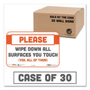 Tabbies® wholesale. Besafe Messaging Repositionable Wall-door Signs, 9 X 6, Please Wipe Down All Surfaces You Touch, White, 30-carton. HSD Wholesale: Janitorial Supplies, Breakroom Supplies, Office Supplies.