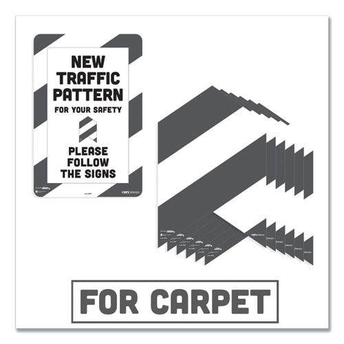 Tabbies® wholesale. Besafe Carpet Decals, New Traffic Pattern For Your Safety; Please Follow The Signs, 12 X 18, White-gray, 7-pack. HSD Wholesale: Janitorial Supplies, Breakroom Supplies, Office Supplies.