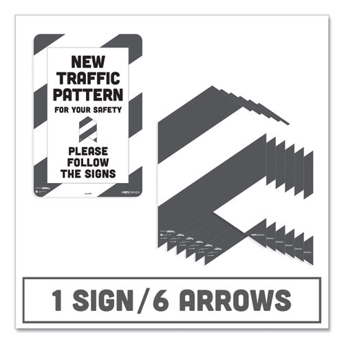 Tabbies® wholesale. Besafe Carpet Decals, New Traffic Pattern For Your Safety; Please Follow The Signs, 12 X 18, White-gray, 7-pack. HSD Wholesale: Janitorial Supplies, Breakroom Supplies, Office Supplies.