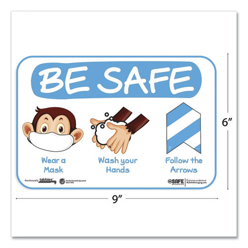 Tabbies® wholesale. Besafe Messaging Education Wall Signs, 9 X 6,  "be Safe, Wear A Mask, Wash Your Hands, Follow The Arrows", Monkey, 3-pack. HSD Wholesale: Janitorial Supplies, Breakroom Supplies, Office Supplies.