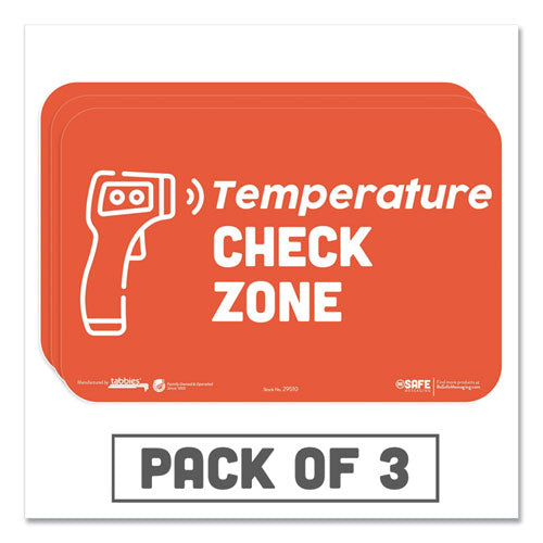Tabbies® wholesale. Besafe Messaging Education Wall Signs, 9 X 6,  "temperature Check Zone", 3-pack. HSD Wholesale: Janitorial Supplies, Breakroom Supplies, Office Supplies.