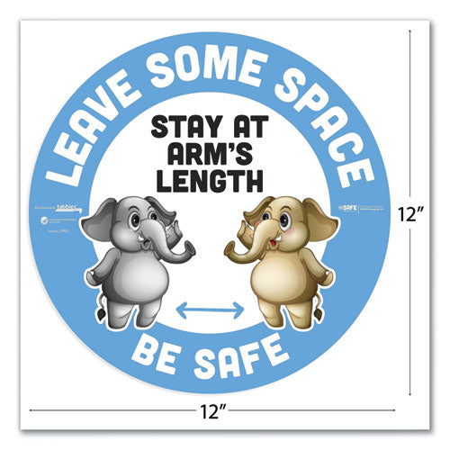 Tabbies® wholesale. Besafe Messaging Education Floor Signs, Leave Some Space; Stay At Arms Length; Be Safe, 12" Dia, White-blue, 6-pack. HSD Wholesale: Janitorial Supplies, Breakroom Supplies, Office Supplies.