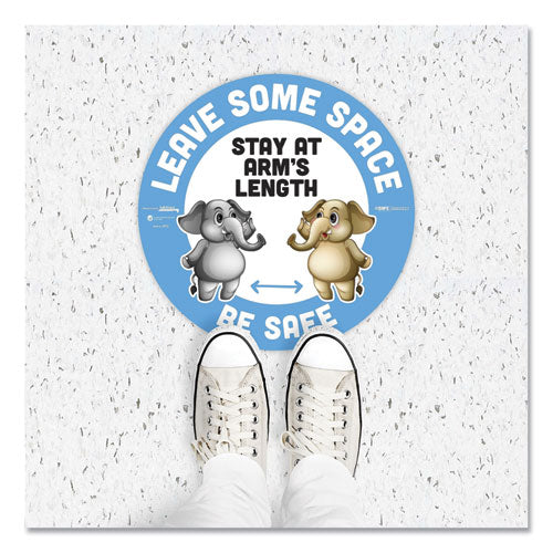 Tabbies® wholesale. Besafe Messaging Education Floor Signs, Leave Some Space; Stay At Arms Length; Be Safe, 12" Dia, White-blue, 6-pack. HSD Wholesale: Janitorial Supplies, Breakroom Supplies, Office Supplies.