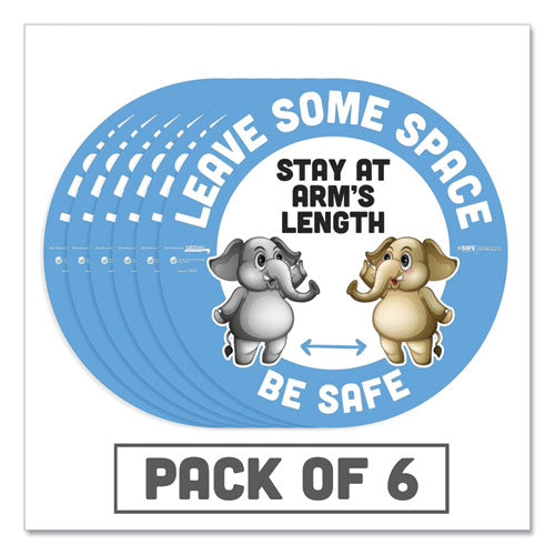 Tabbies® wholesale. Besafe Messaging Education Floor Signs, Leave Some Space; Stay At Arms Length; Be Safe, 12" Dia, White-blue, 6-pack. HSD Wholesale: Janitorial Supplies, Breakroom Supplies, Office Supplies.