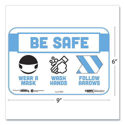 Tabbies® wholesale. Besafe Messaging Education Wall Signs, 9 X 6,  "be Safe, Wear A Mask, Wash Your Hands, Follow The Arrows", 3-pack. HSD Wholesale: Janitorial Supplies, Breakroom Supplies, Office Supplies.