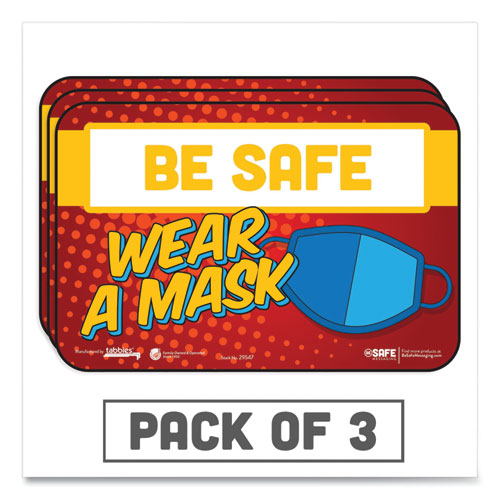 Tabbies® wholesale. Besafe Messaging Education Wall Signs, 9 X 6,  "be Safe, Wear A Mask", 3-pack. HSD Wholesale: Janitorial Supplies, Breakroom Supplies, Office Supplies.