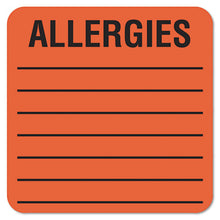 Load image into Gallery viewer, Tabbies® wholesale. Allergy Warning Labels, Allergies, 2 X 2, Fluorescent Red, 500-roll. HSD Wholesale: Janitorial Supplies, Breakroom Supplies, Office Supplies.