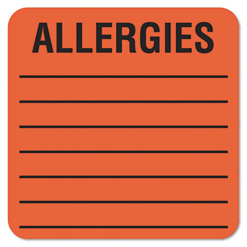 Tabbies® wholesale. Allergy Warning Labels, Allergies, 2 X 2, Fluorescent Red, 500-roll. HSD Wholesale: Janitorial Supplies, Breakroom Supplies, Office Supplies.