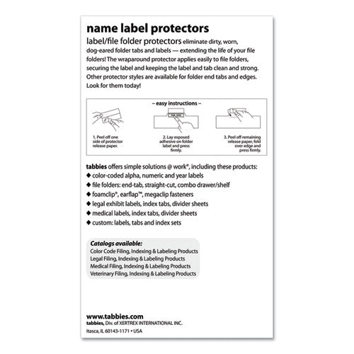 Tabbies® wholesale. Self-adhesive Label-file Folder Protector, Top Tab, 3 1-2 X 2, Clear, 500-box. HSD Wholesale: Janitorial Supplies, Breakroom Supplies, Office Supplies.