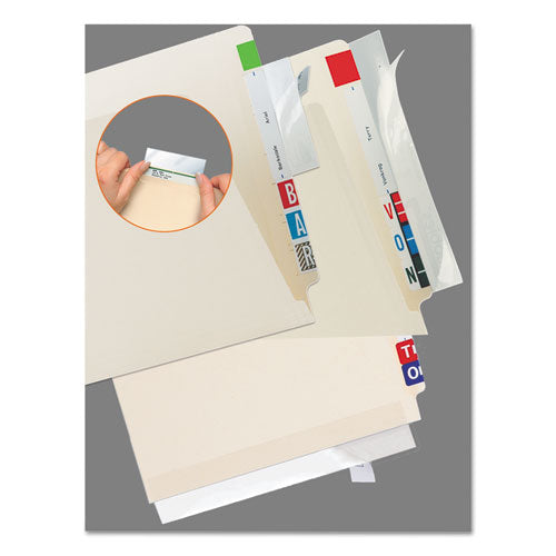 Tabbies® wholesale. Self-adhesive Label-file Folder Protector, Strip, 2 X 11, Clear, 100-pack. HSD Wholesale: Janitorial Supplies, Breakroom Supplies, Office Supplies.