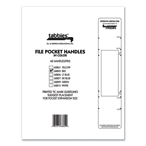 Tabbies® wholesale. File Pocket Handles, 9.63 X 2, Red-white, 4-sheet, 12 Sheets-pack. HSD Wholesale: Janitorial Supplies, Breakroom Supplies, Office Supplies.