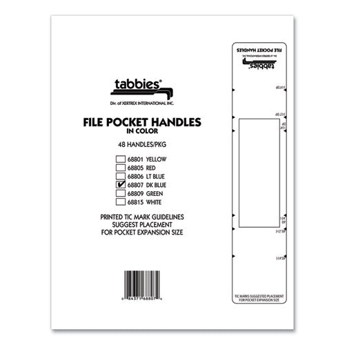 Tabbies® wholesale. File Pocket Handles, 9.63 X 2, Dark Blue-white, 4-sheet, 12 Sheets-pack. HSD Wholesale: Janitorial Supplies, Breakroom Supplies, Office Supplies.