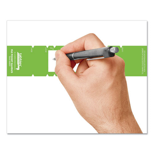 Tabbies® wholesale. File Pocket Handles, 9.63 X 2, Green-white,  4-sheet, 12 Sheets-pack. HSD Wholesale: Janitorial Supplies, Breakroom Supplies, Office Supplies.