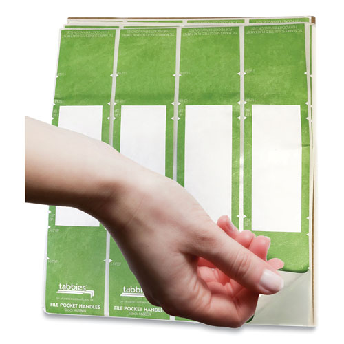 Tabbies® wholesale. File Pocket Handles, 9.63 X 2, Green-white,  4-sheet, 12 Sheets-pack. HSD Wholesale: Janitorial Supplies, Breakroom Supplies, Office Supplies.