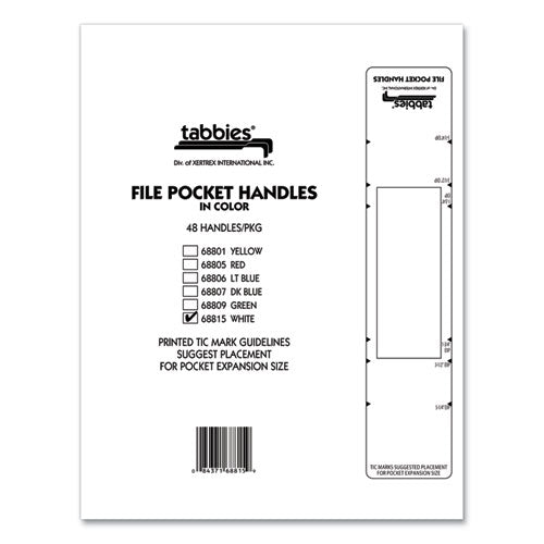 Tabbies® wholesale. File Pocket Handles, 9.63 X 2, White, 4-sheet, 12 Sheets-pack. HSD Wholesale: Janitorial Supplies, Breakroom Supplies, Office Supplies.