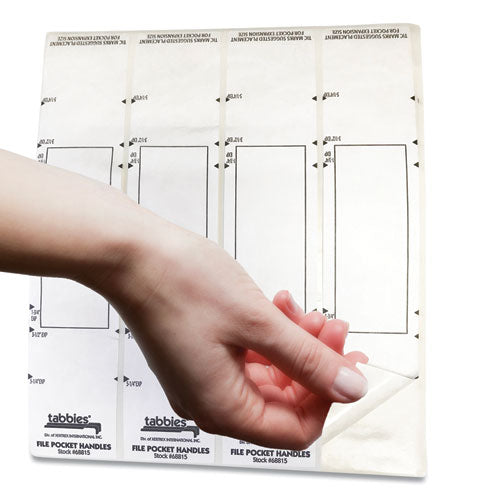 Tabbies® wholesale. File Pocket Handles, 9.63 X 2, White, 4-sheet, 12 Sheets-pack. HSD Wholesale: Janitorial Supplies, Breakroom Supplies, Office Supplies.