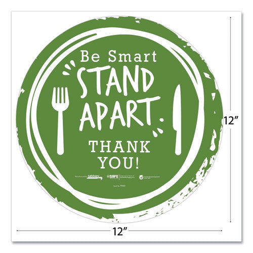 Tabbies® wholesale. Besafe Messaging Floor Decals, Be Smart Stand Apart; Knife-fork; Thank You, 12" Dia., Green-white, 6-carton. HSD Wholesale: Janitorial Supplies, Breakroom Supplies, Office Supplies.