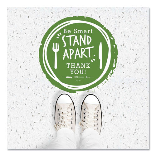 Tabbies® wholesale. Besafe Messaging Floor Decals, Be Smart Stand Apart; Knife-fork; Thank You, 12" Dia., Green-white, 6-carton. HSD Wholesale: Janitorial Supplies, Breakroom Supplies, Office Supplies.