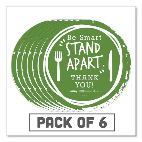 Tabbies® wholesale. Besafe Messaging Floor Decals, Be Smart Stand Apart; Knife-fork; Thank You, 12" Dia., Green-white, 6-carton. HSD Wholesale: Janitorial Supplies, Breakroom Supplies, Office Supplies.