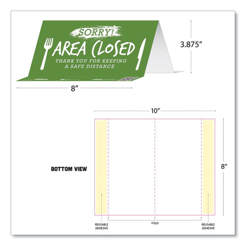 Tabbies® wholesale. Besafe Messaging Table Top Tent Card, 8 X 3.87, Sorry! Area Closed Thank You For Keeping A Safe Distance, Green, 10-pack. HSD Wholesale: Janitorial Supplies, Breakroom Supplies, Office Supplies.
