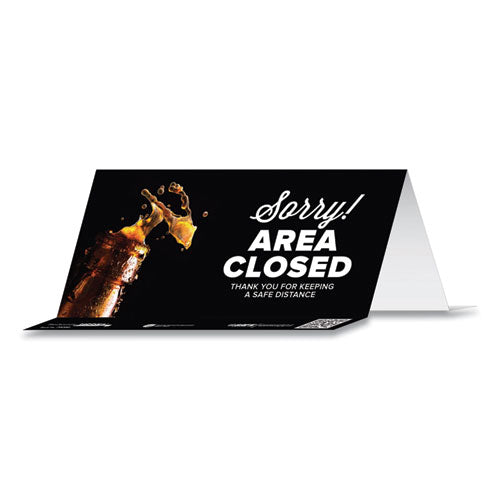 Tabbies® wholesale. Besafe Messaging Table Top Tent Card, 8 X 3.87, Sorry! Area Closed Thank You For Keeping A Safe Distance, Black, 10-pack. HSD Wholesale: Janitorial Supplies, Breakroom Supplies, Office Supplies.