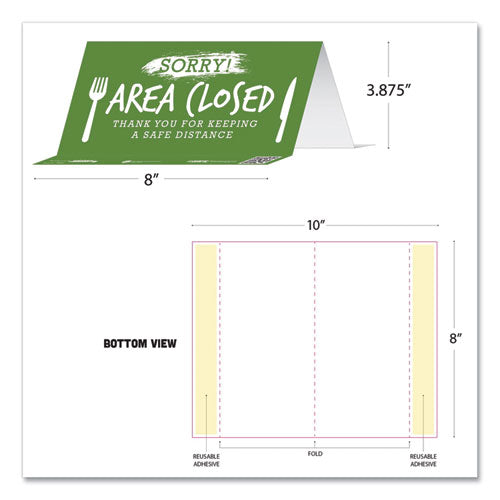 Tabbies® wholesale. Besafe Messaging Table Top Tent Card, 8 X 3.87, Sorry! Area Closed Thank You For Keeping A Safe Distance, Green, 100-carton. HSD Wholesale: Janitorial Supplies, Breakroom Supplies, Office Supplies.