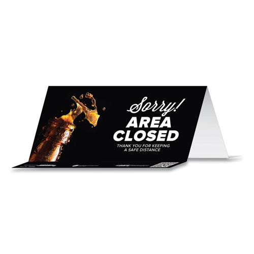 Tabbies® wholesale. Besafe Messaging Table Top Tent Card, 8 X 3.87, Sorry! Area Closed Thank You For Keeping A Safe Distance, Black, 100-carton. HSD Wholesale: Janitorial Supplies, Breakroom Supplies, Office Supplies.