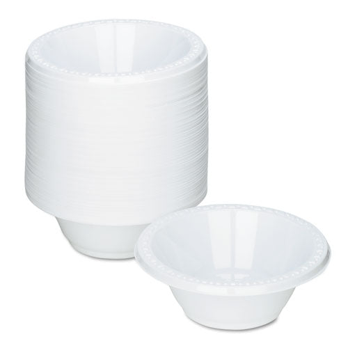 Tablemate® wholesale. Plastic Dinnerware, Bowls, 12oz, White, 125-pack. HSD Wholesale: Janitorial Supplies, Breakroom Supplies, Office Supplies.