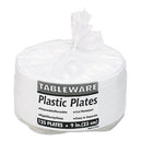 Tablemate® wholesale. Plastic Dinnerware, Compartment Plates, 9" Dia, White, 125-pack. HSD Wholesale: Janitorial Supplies, Breakroom Supplies, Office Supplies.