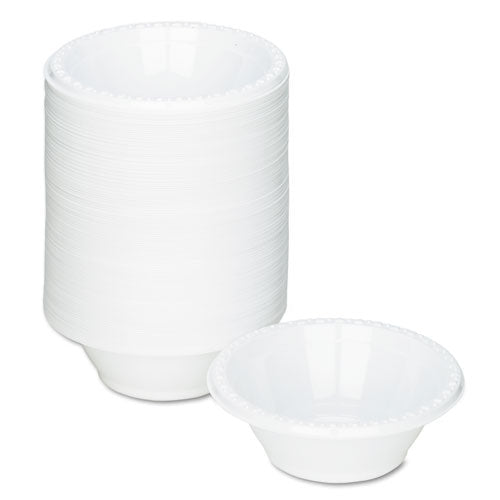 Tablemate® wholesale. Plastic Dinnerware, Bowls, 5oz, White, 125-pack. HSD Wholesale: Janitorial Supplies, Breakroom Supplies, Office Supplies.