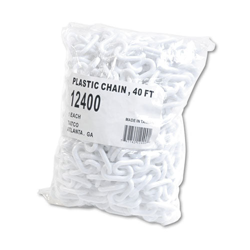 Tatco wholesale. Crowd Control Stanchion Chain, Plastic, 40ft, White. HSD Wholesale: Janitorial Supplies, Breakroom Supplies, Office Supplies.