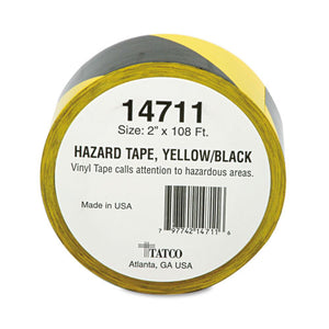 Tatco wholesale. Hazard Marking Aisle Tape, 2w X 108ft Roll. HSD Wholesale: Janitorial Supplies, Breakroom Supplies, Office Supplies.