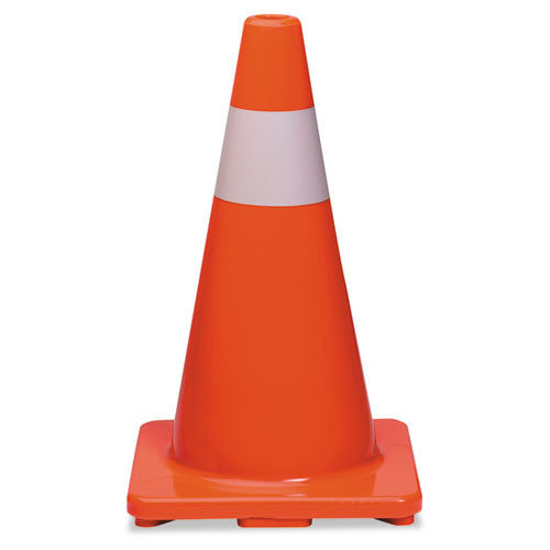 Tatco wholesale. Traffic Cone, 18h X 10w X 10d, Orange-silver. HSD Wholesale: Janitorial Supplies, Breakroom Supplies, Office Supplies.
