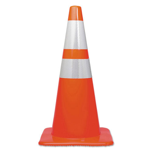 Tatco wholesale. Traffic Cone, 28h X 14w X 14d, Orange-silver. HSD Wholesale: Janitorial Supplies, Breakroom Supplies, Office Supplies.