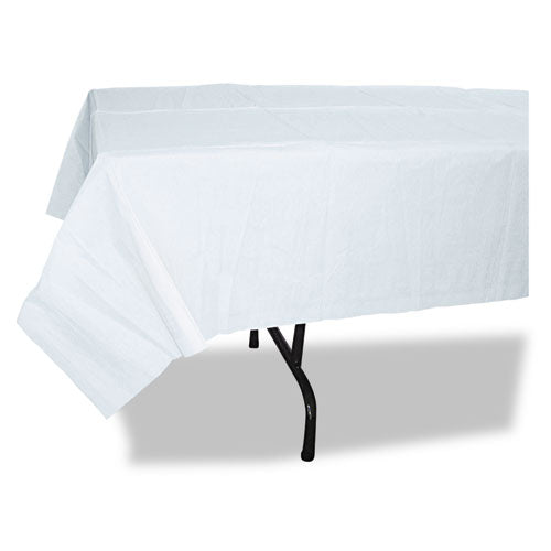 Tatco wholesale. Paper Table Cover, Embossed, W-plastic Liner, 54" X 108", White, 20-carton. HSD Wholesale: Janitorial Supplies, Breakroom Supplies, Office Supplies.