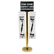 Tatco wholesale. Wet Umbrella Bag Stand, 16w X 12d X 54.5h, Brass-black-white. HSD Wholesale: Janitorial Supplies, Breakroom Supplies, Office Supplies.