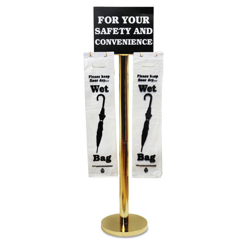 Tatco wholesale. Wet Umbrella Bag Stand, 16w X 12d X 54.5h, Brass-black-white. HSD Wholesale: Janitorial Supplies, Breakroom Supplies, Office Supplies.