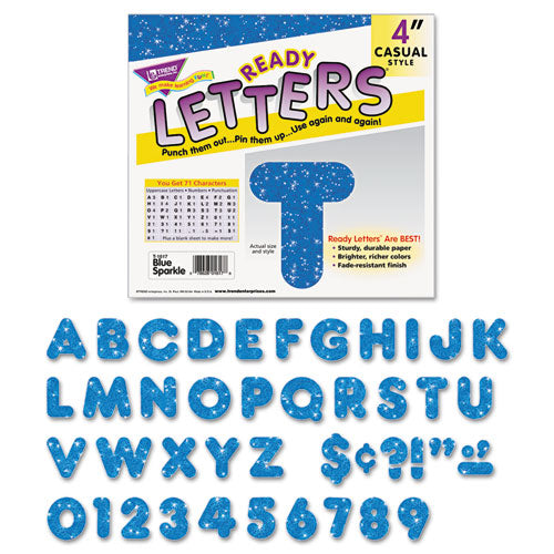 TREND® wholesale. TREND® Ready Letters Sparkles Letter Set, Blue Sparkle, 4"h, 71-set. HSD Wholesale: Janitorial Supplies, Breakroom Supplies, Office Supplies.
