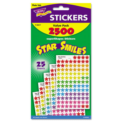 TREND® wholesale. TREND® Sticker Assortment Pack, Smiling Star,  2500 Per Pack. HSD Wholesale: Janitorial Supplies, Breakroom Supplies, Office Supplies.