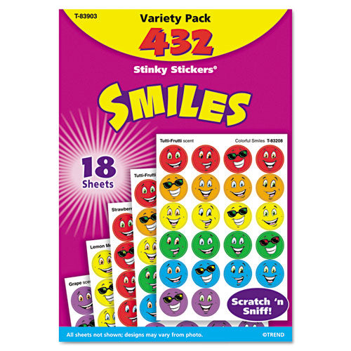 TREND® wholesale. TREND® Stinky Stickers Variety Pack, Smiles, 432-pack. HSD Wholesale: Janitorial Supplies, Breakroom Supplies, Office Supplies.