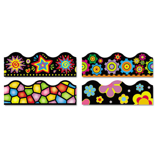 TREND® wholesale. TREND® Terrific Trimmers Border, 2 1-4 X 39",  Bright On Black, Assorted, 48-set. HSD Wholesale: Janitorial Supplies, Breakroom Supplies, Office Supplies.