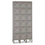 Tennsco wholesale. Box Compartments With Legs, Triple Stack, 36w X 18d X 78h, Medium Gray. HSD Wholesale: Janitorial Supplies, Breakroom Supplies, Office Supplies.