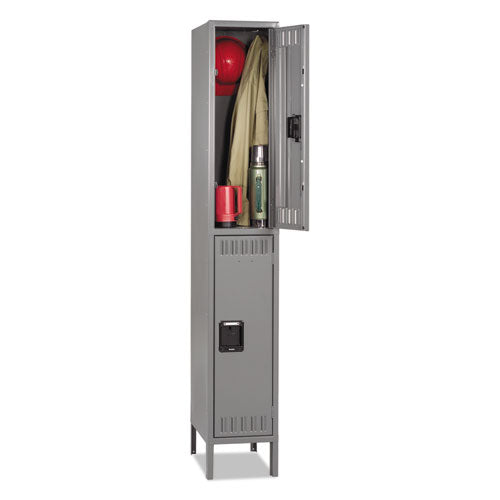 Tennsco wholesale. Double Tier Locker With Legs, Single Stack, 12w X 18d X 78h, Medium Gray. HSD Wholesale: Janitorial Supplies, Breakroom Supplies, Office Supplies.