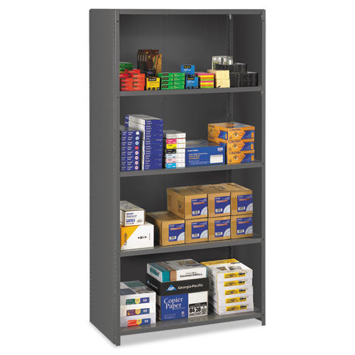 Tennsco wholesale. Closed Commercial Steel Shelving, Five-shelf, 36w X 18d X 75h, Medium Gray. HSD Wholesale: Janitorial Supplies, Breakroom Supplies, Office Supplies.