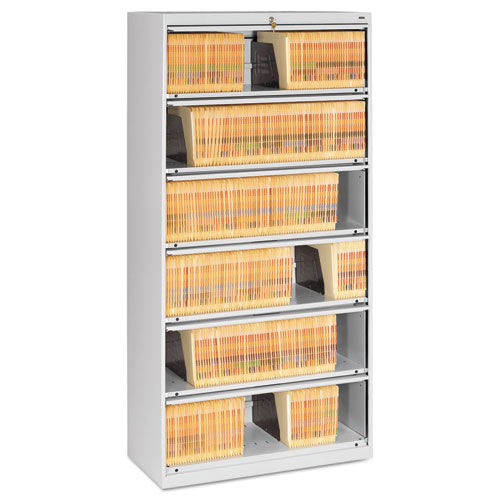 Tennsco wholesale. Closed Fixed Six-shelf Lateral File, 36w X 16.5d X 75.25h, Light Gray. HSD Wholesale: Janitorial Supplies, Breakroom Supplies, Office Supplies.