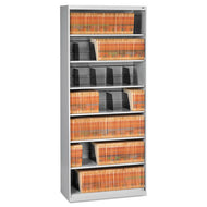 Tennsco wholesale. Open Fixed Seven-shelf Lateral File, 36w X 16.5d X 87h, Light Gray. HSD Wholesale: Janitorial Supplies, Breakroom Supplies, Office Supplies.