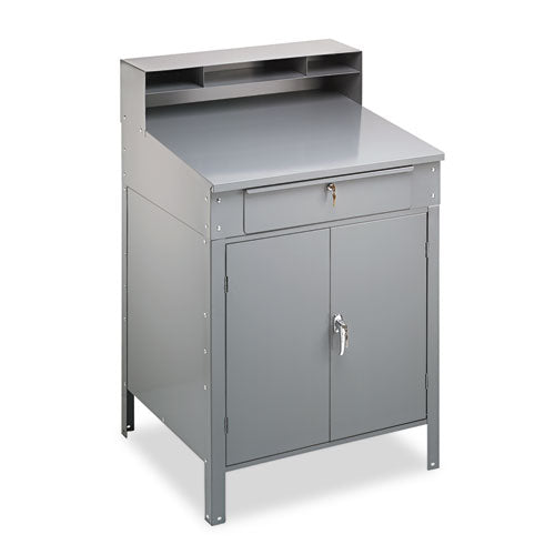 Tennsco wholesale. Steel Cabinet Shop Desk, 34.5" X 29" X 53", Medium Gray. HSD Wholesale: Janitorial Supplies, Breakroom Supplies, Office Supplies.