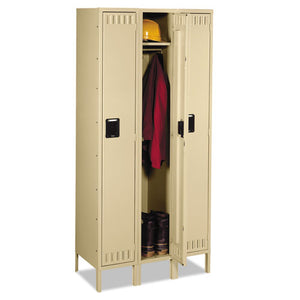 Tennsco wholesale. Single Tier Locker With Legs, Three Units, 36w X 18d X 78h, Sand. HSD Wholesale: Janitorial Supplies, Breakroom Supplies, Office Supplies.