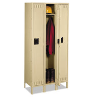 Tennsco wholesale. Single Tier Locker With Legs, Three Units, 36w X 18d X 78h, Sand. HSD Wholesale: Janitorial Supplies, Breakroom Supplies, Office Supplies.